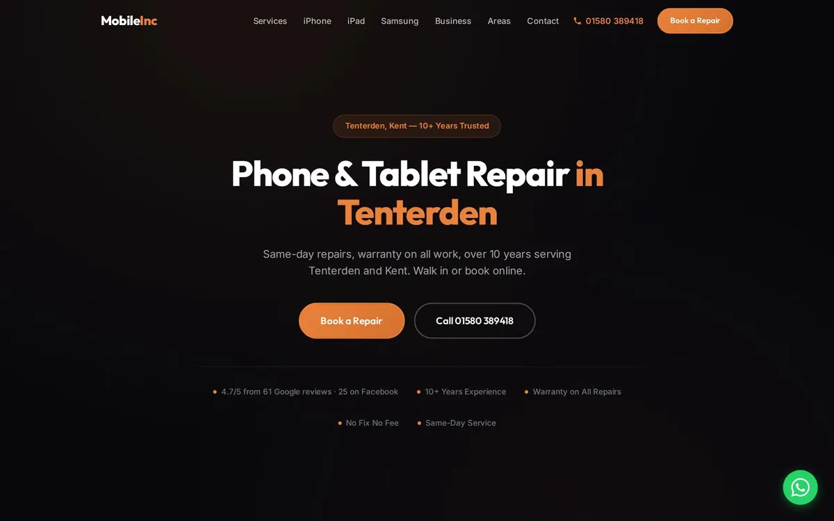 Mobile Inc’s own repair website